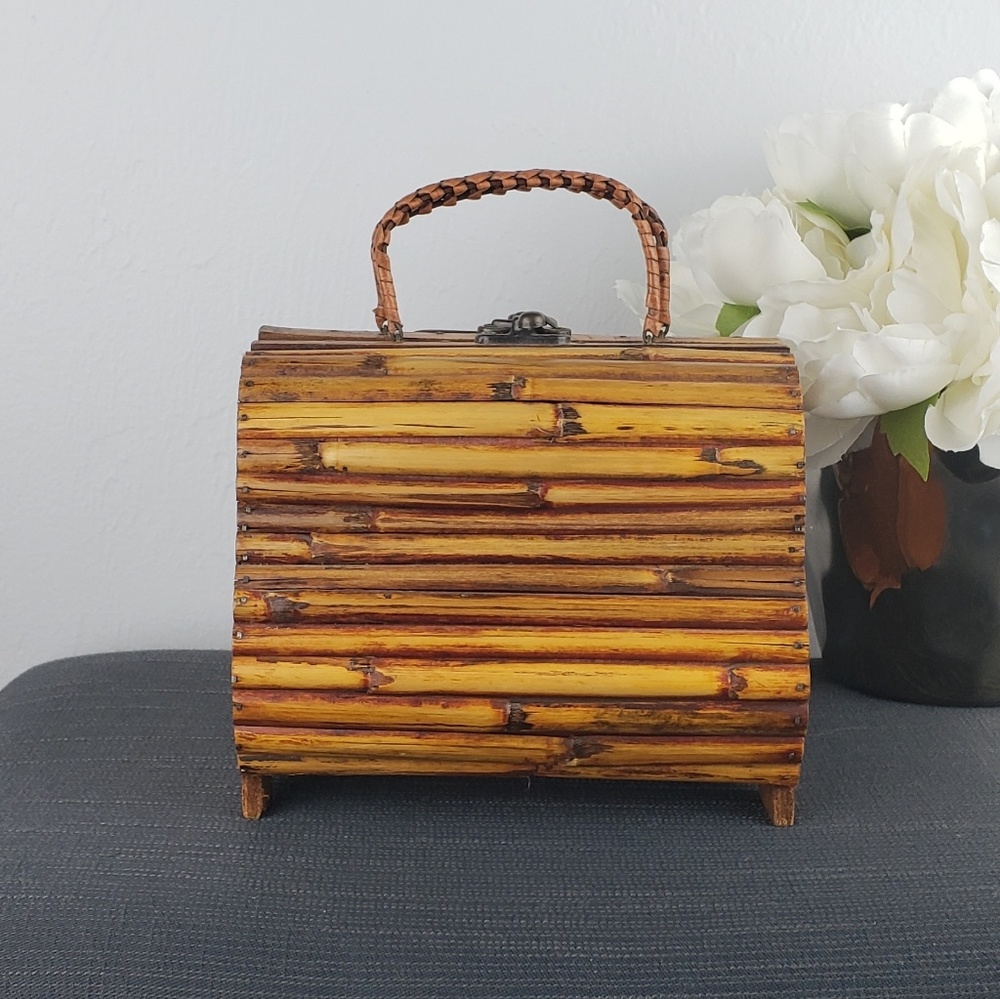Vintage Bamboo Clutch/Make Up Case